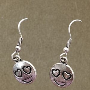 Heart Eyes Emoji Silver Earrings